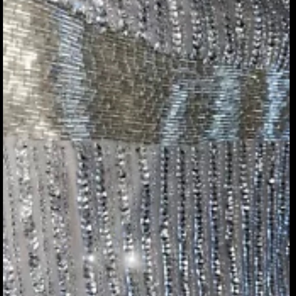 Adrianna Papell Silver Sequined Semi Formal Mini Dress Sleeveless Size 2 - Picture 3 of 10